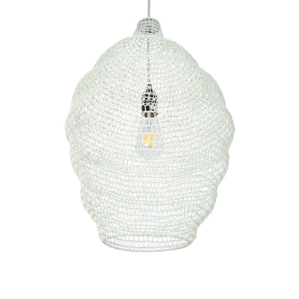 GLOBOSTAR® KENTUCKY 01898 Vintage Κρεμαστό Φωτιστικό Οροφής με Ντουί 1 x E27 AC 220-240V IP20 - Λευκό - Μ40 x Π40 x Y60cm
