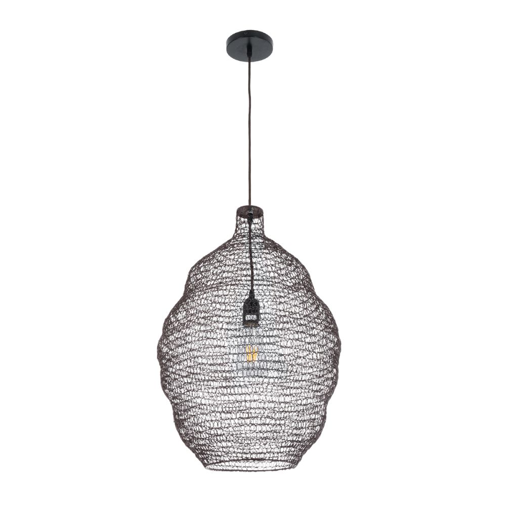 GLOBOSTAR® KENTUCKY 01899 Vintage Κρεμαστό Φωτιστικό Οροφής με Ντουί 1 x E27 AC 220-240V IP20 - Καφέ - Μ40 x Π40 x Y60cm