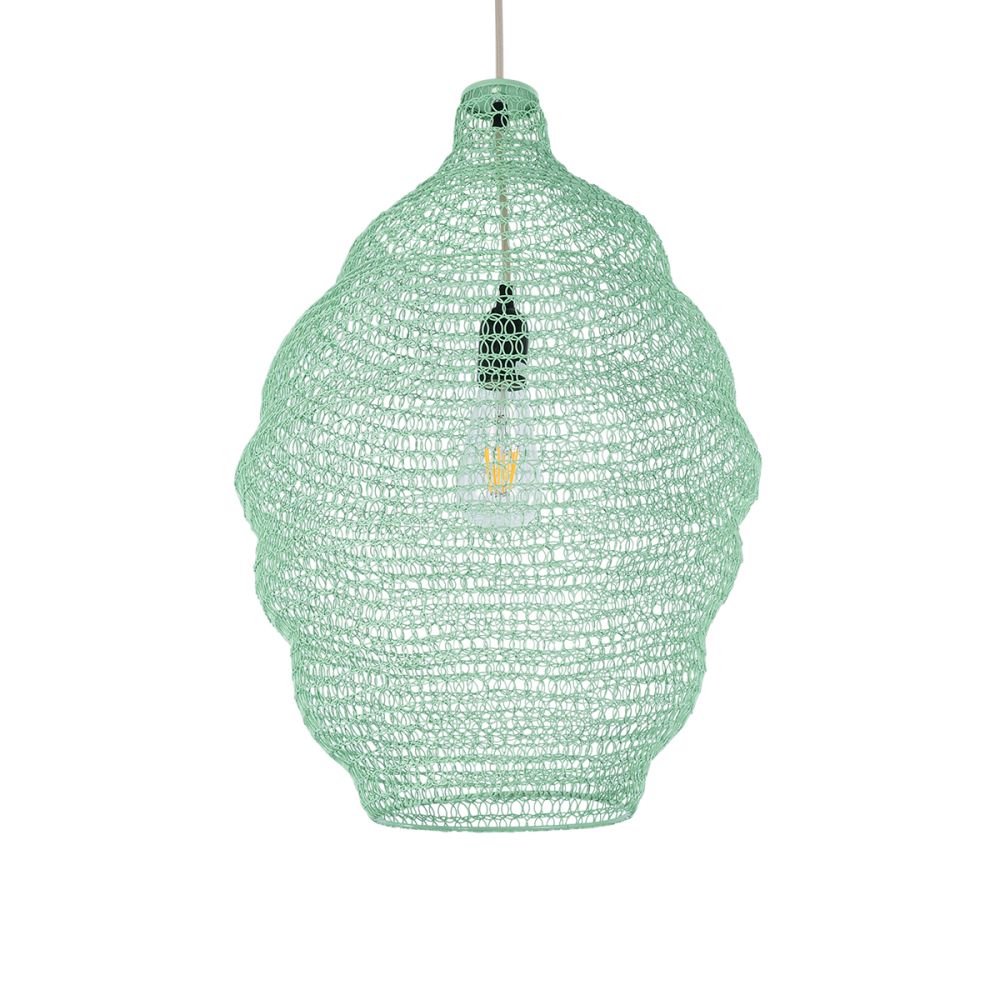 GLOBOSTAR® KENTUCKY 01900 Vintage Κρεμαστό Φωτιστικό Οροφής με Ντουί 1 x E27 AC 220-240V IP20 - Τιρκουάζ - Μ40 x Π40 x Y60cm