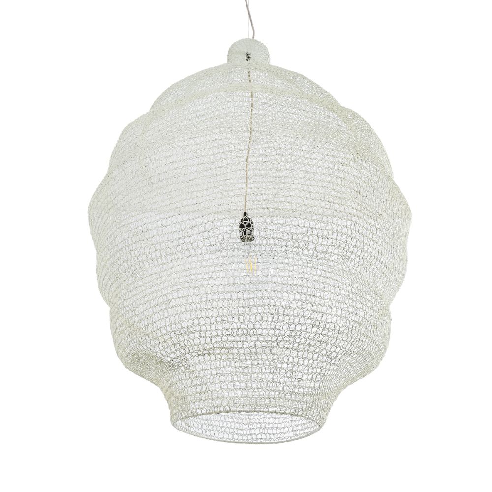 GLOBOSTAR® KENTUCKY 01901 Vintage Κρεμαστό Φωτιστικό Οροφής με Ντουί 1 x E27 AC 220-240V IP20 - Λευκό - Μ80 x Π80 x Y110cm