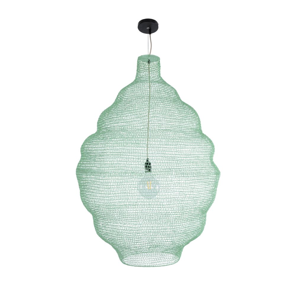 GLOBOSTAR® KENTUCKY 01903 Vintage Κρεμαστό Φωτιστικό Οροφής με Ντουί 1 x E27 AC 220-240V IP20 - Τιρκουάζ - Μ80 x Π80 x Y110cm