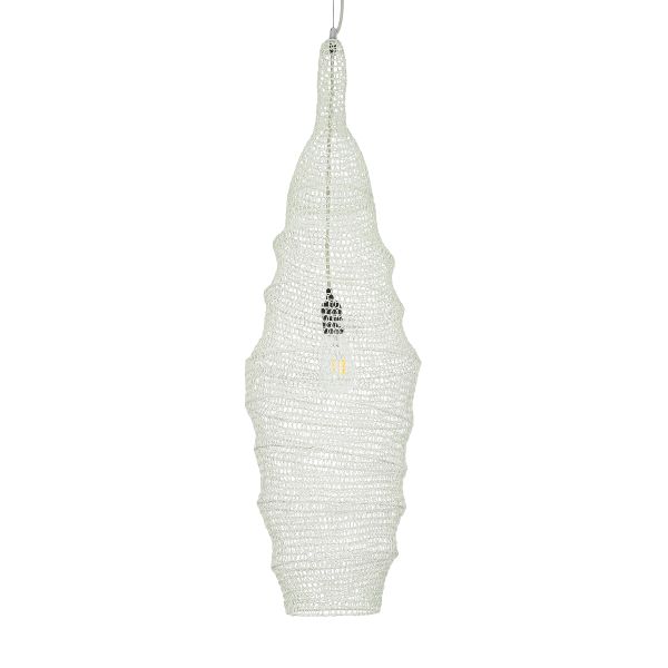 GLOBOSTAR® KENTUCKY 01907 Vintage Κρεμαστό Φωτιστικό Οροφής με Ντουί 1 x E27 AC 220-240V IP20 - Λευκό - Μ30 x Π30 x Y105cm