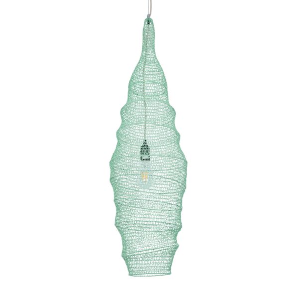 GLOBOSTAR® KENTUCKY 01909 Vintage Κρεμαστό Φωτιστικό Οροφής με Ντουί 1 x E27 AC 220-240V IP20 - Τιρκουάζ - Μ30 x Π30 x Y105cm
