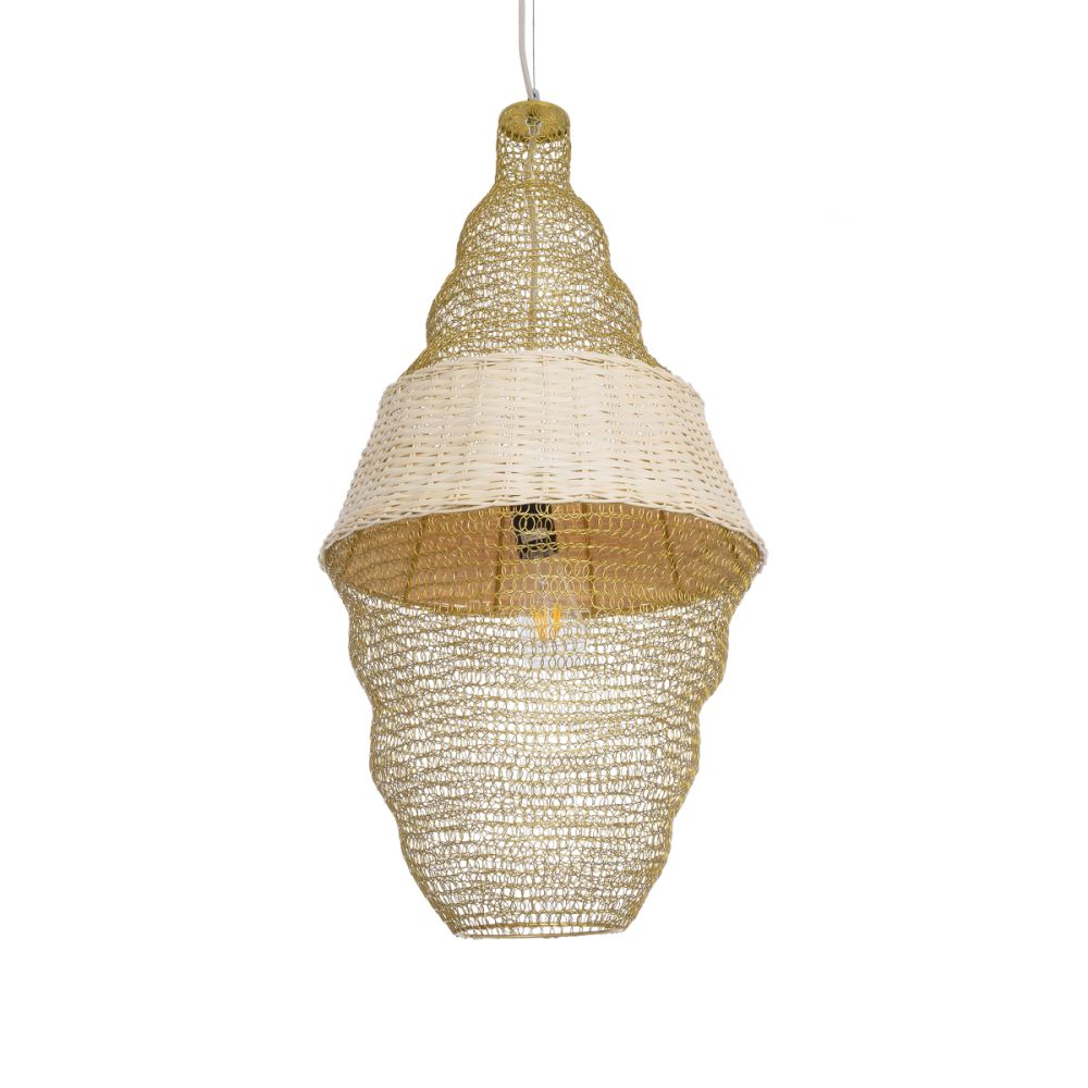 GLOBOSTAR® KENTUCKY 01910 Vintage Κρεμαστό Φωτιστικό Οροφής με Ντουί 1 x E27 AC 220-240V IP20 - Μπεζ - Μ40 x Π40 x Υ80cm