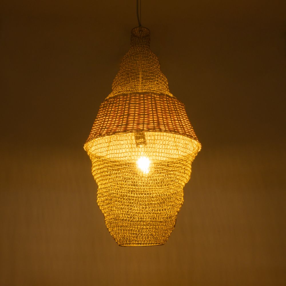 GLOBOSTAR® KENTUCKY 01910 Vintage Κρεμαστό Φωτιστικό Οροφής με Ντουί 1 x E27 AC 220-240V IP20 - Μπεζ - Μ40 x Π40 x Υ80cm