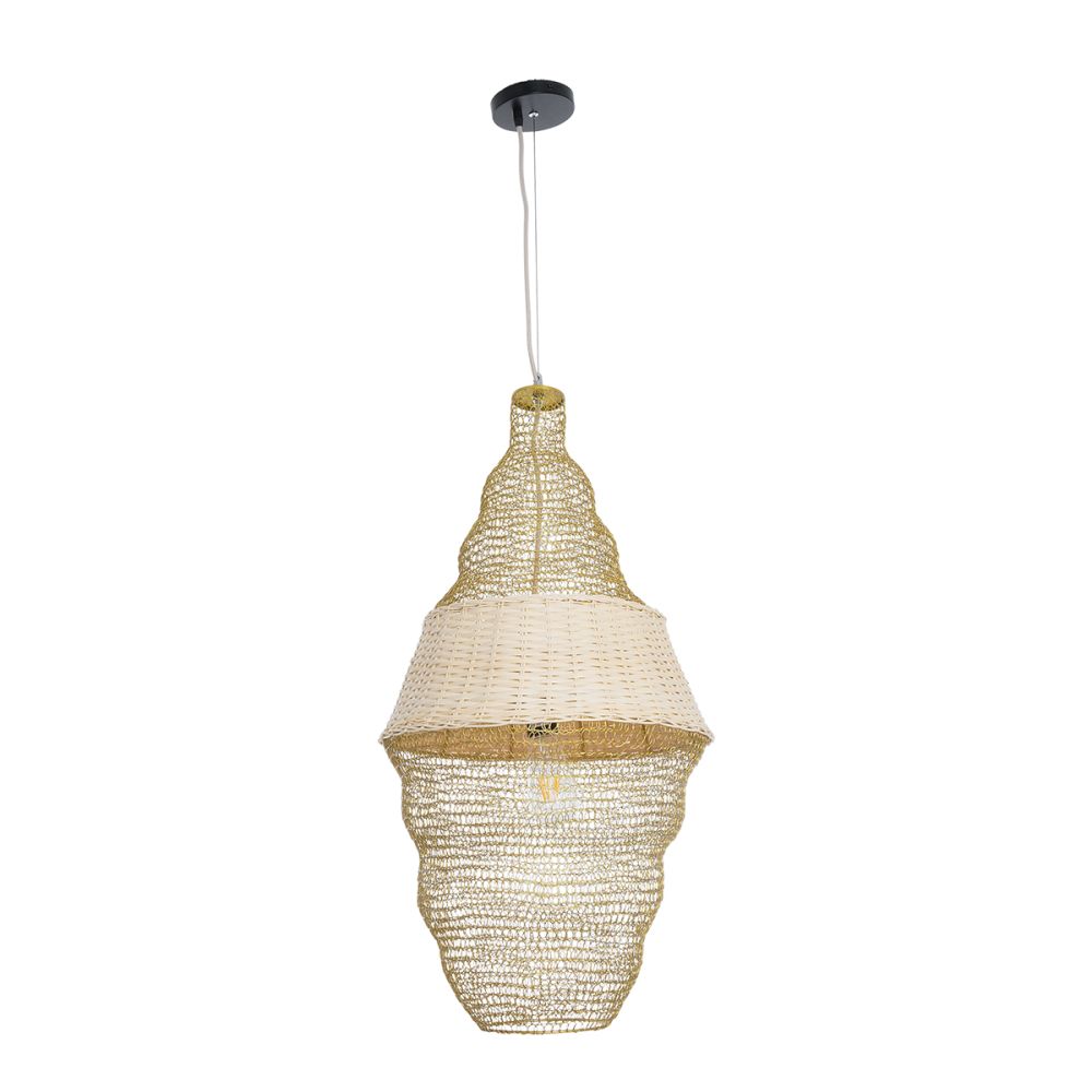 GLOBOSTAR® KENTUCKY 01910 Vintage Κρεμαστό Φωτιστικό Οροφής με Ντουί 1 x E27 AC 220-240V IP20 - Μπεζ - Μ40 x Π40 x Υ80cm