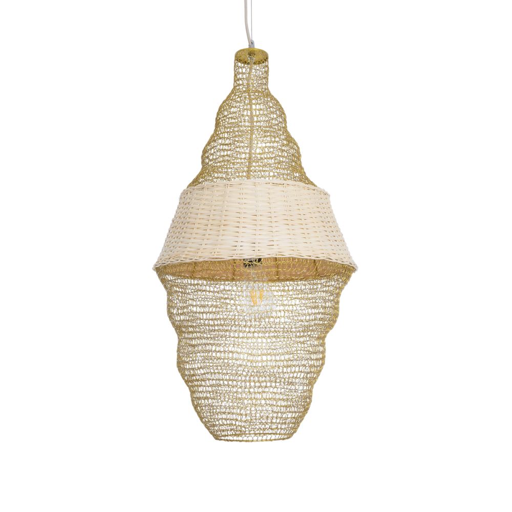 GLOBOSTAR® KENTUCKY 01910 Vintage Κρεμαστό Φωτιστικό Οροφής με Ντουί 1 x E27 AC 220-240V IP20 - Μπεζ - Μ40 x Π40 x Υ80cm