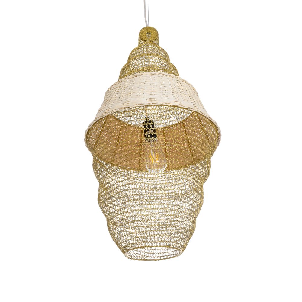 GLOBOSTAR® KENTUCKY 01910 Vintage Κρεμαστό Φωτιστικό Οροφής με Ντουί 1 x E27 AC 220-240V IP20 - Μπεζ - Μ40 x Π40 x Υ80cm