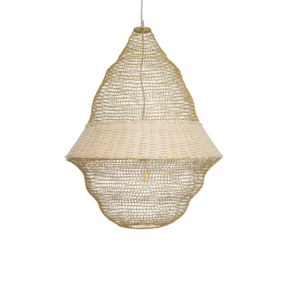 GLOBOSTAR® KENTUCKY 01911 Vintage Κρεμαστό Φωτιστικό Οροφής με Ντουί 1 x E27 AC 220-240V IP20 - Μπεζ - Μ60 x Π60 x Υ80cm