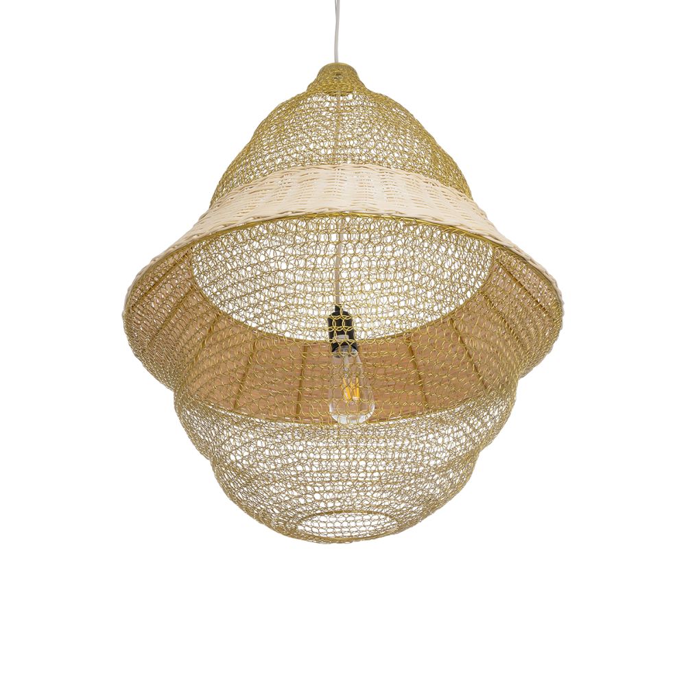 GLOBOSTAR® KENTUCKY 01911 Vintage Κρεμαστό Φωτιστικό Οροφής με Ντουί 1 x E27 AC 220-240V IP20 - Μπεζ - Μ60 x Π60 x Υ80cm