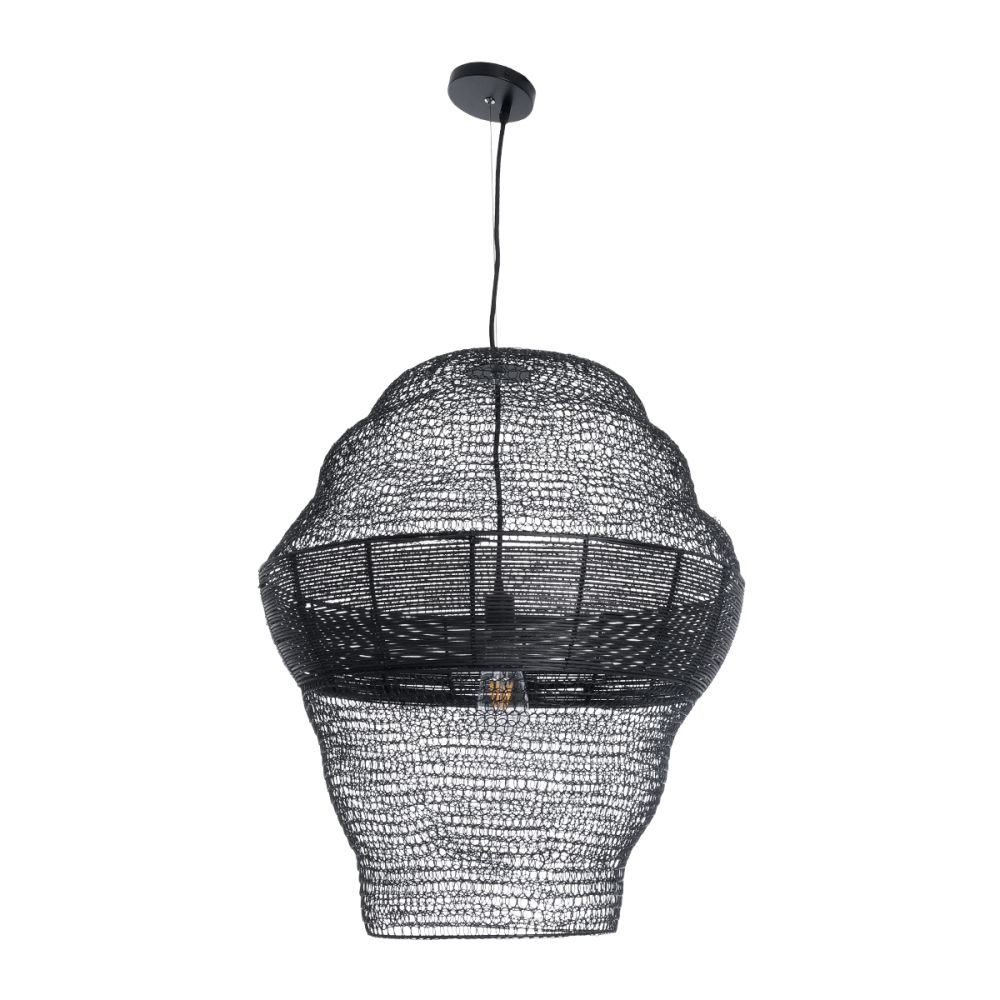 GLOBOSTAR® KENTUCKY 01912 Vintage Κρεμαστό Φωτιστικό Οροφής με Ντουί 1 x E27 AC 220-240V IP20 - Μαύρο - Μ60 x Π60 x Υ70cm