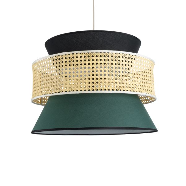 GLOBOSTAR® SAIGE 01916 Boho Κρεμαστό Φωτιστικό Οροφής με Ντουί 1 x E27 AC 220-240V IP20 - Πράσινο, Μαύρο & Μπεζ - Μ50 x Π50 x Υ36cm