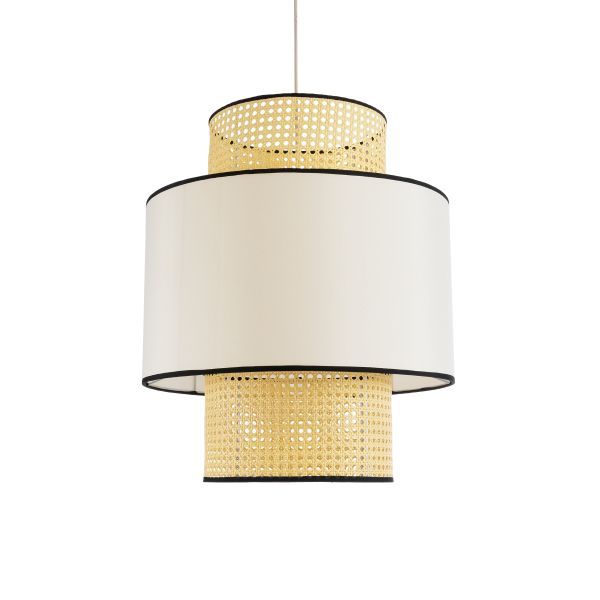 GLOBOSTAR® SAIGE 01917 Boho Κρεμαστό Φωτιστικό Οροφής με Ντουί 1 x E27 AC 220-240V IP20 - Μπεζ & Μαύρο - Μ50 x Π50 x Υ60cm