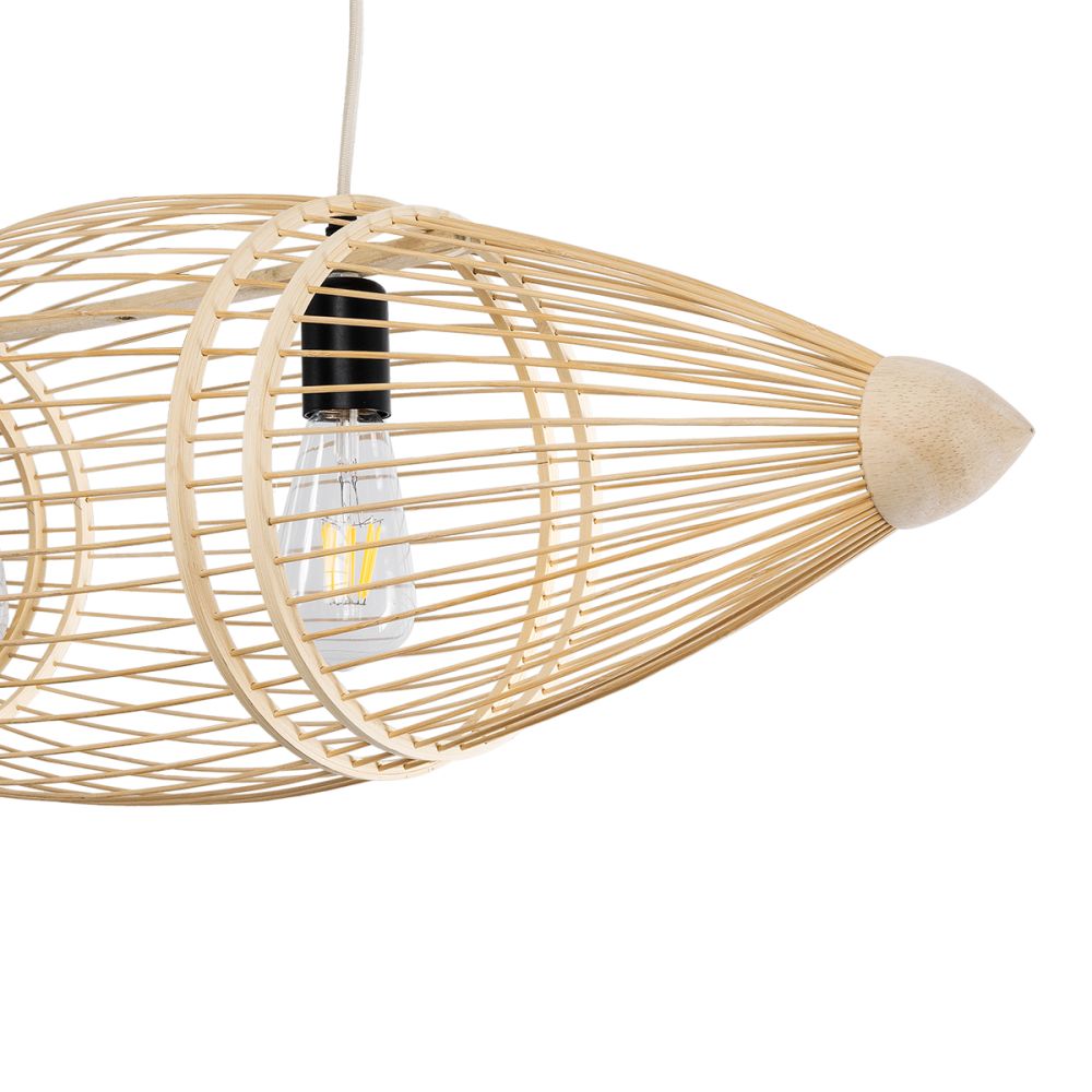 GLOBOSTAR® FISH 01927 Boho Κρεμαστό Φωτιστικό Οροφής με Ντουί 2 x E27 AC 220-240V IP20 - Μπεζ - Μ130 x Π42 x Υ42cm