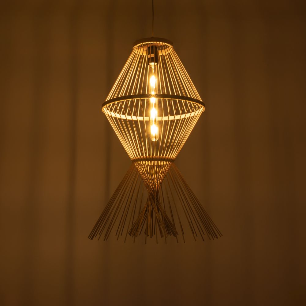 GLOBOSTAR® YOSHI 01928 Boho Κρεμαστό Φωτιστικό Οροφής με Ντουί 1 x E27 AC 220-240V IP20 - Μπεζ - Μ35 x Π35 x Υ60cm