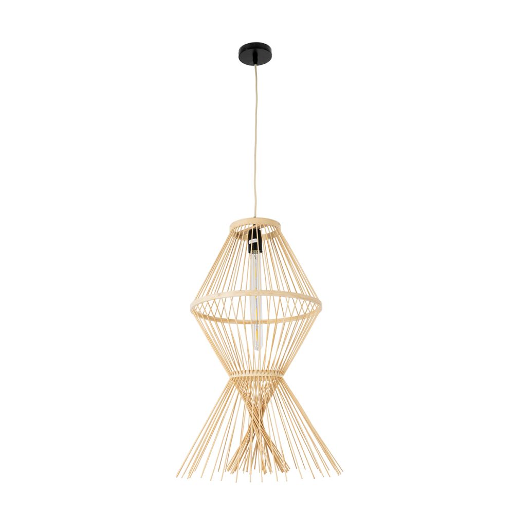 GLOBOSTAR® YOSHI 01928 Boho Κρεμαστό Φωτιστικό Οροφής με Ντουί 1 x E27 AC 220-240V IP20 - Μπεζ - Μ35 x Π35 x Υ60cm