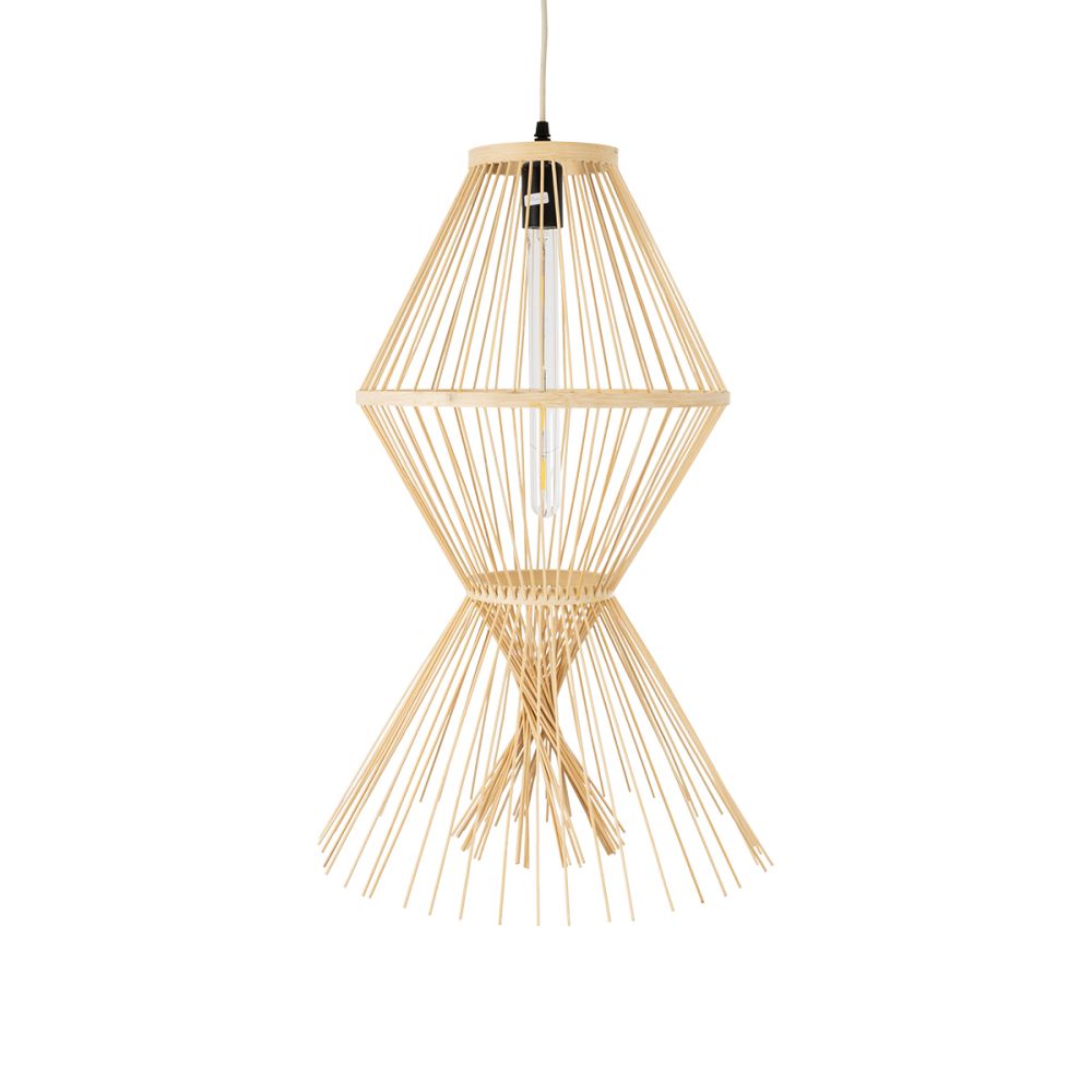 GLOBOSTAR® YOSHI 01928 Boho Κρεμαστό Φωτιστικό Οροφής με Ντουί 1 x E27 AC 220-240V IP20 - Μπεζ - Μ35 x Π35 x Υ60cm