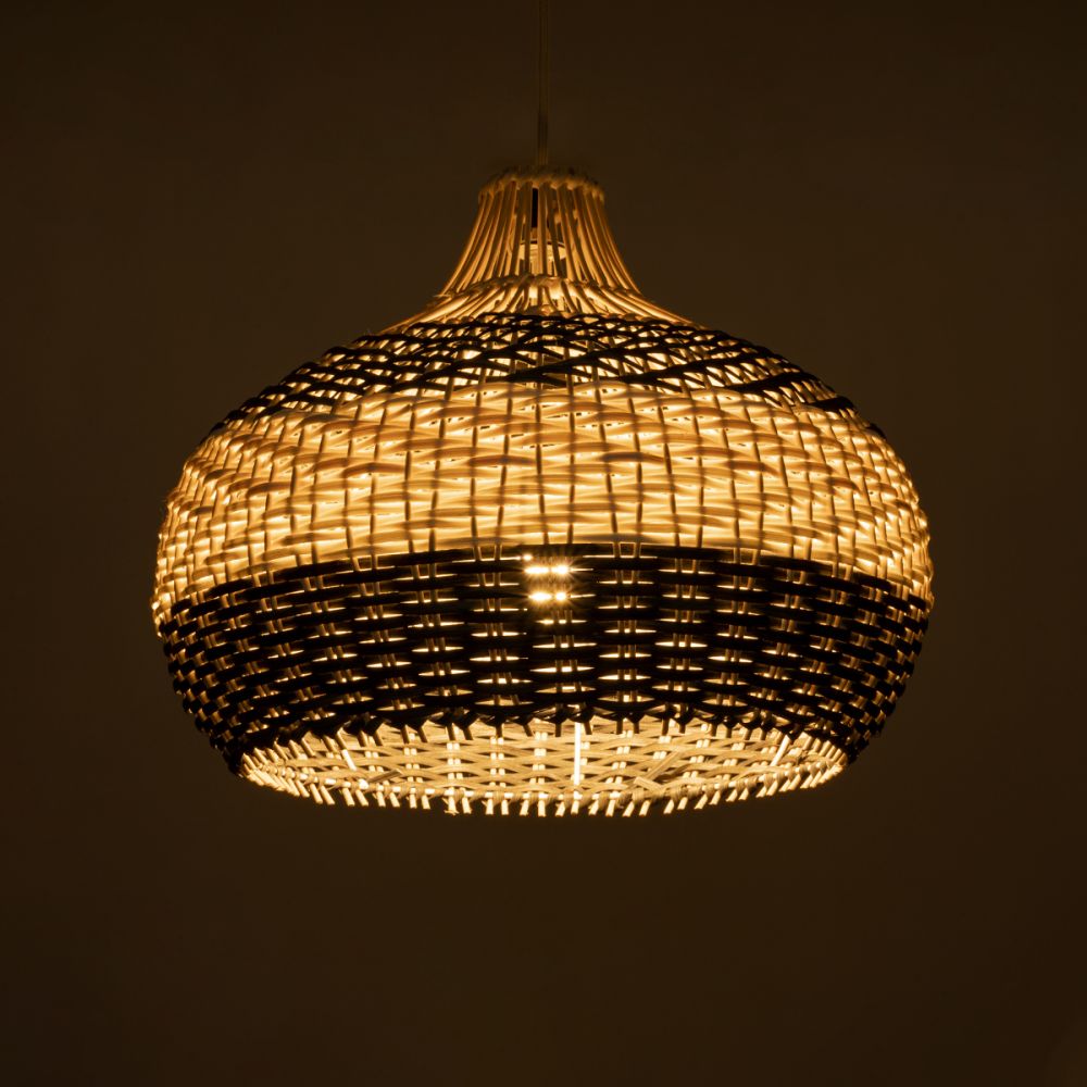 GLOBOSTAR® BARBADOS 01946 Boho Κρεμαστό Φωτιστικό Οροφής με Ντουί 1 x E27 AC 220-240V IP20 - Μπεζ & Λαδί - Μ40 x Π40 x Υ34cm