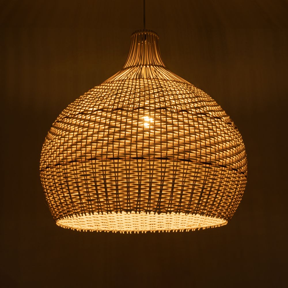 GLOBOSTAR® SANTACRUZ 01951 Boho Κρεμαστό Φωτιστικό Οροφής με Ντουί 1 x E27 AC 220-240V IP20 - Μπεζ & Καφέ - Μ60 x Π60 x Υ60cm