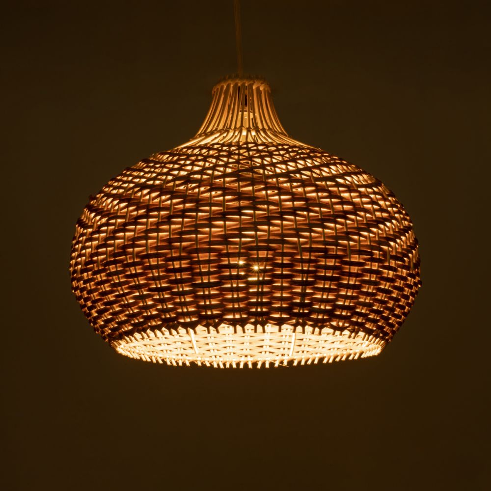 GLOBOSTAR® PANAMA 01952 Boho Κρεμαστό Φωτιστικό Οροφής με Ντουί 1 x E27 AC 220-240V IP20 - Μπεζ & Καφέ - Μ40 x Π40 x Υ34cm