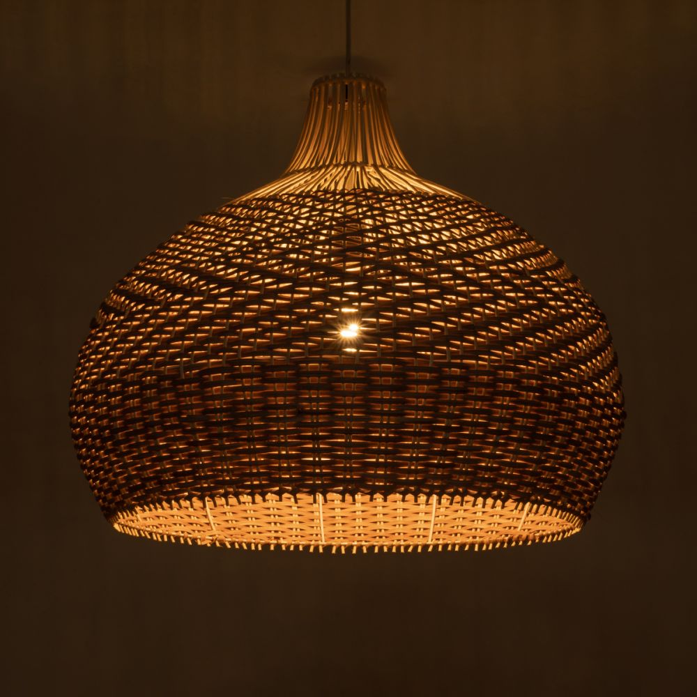 GLOBOSTAR® PANAMA 01953 Boho Κρεμαστό Φωτιστικό Οροφής με Ντουί 1 x E27 AC 220-240V IP20 - Μπεζ & Καφέ - Μ60 x Π60 x Υ60cm