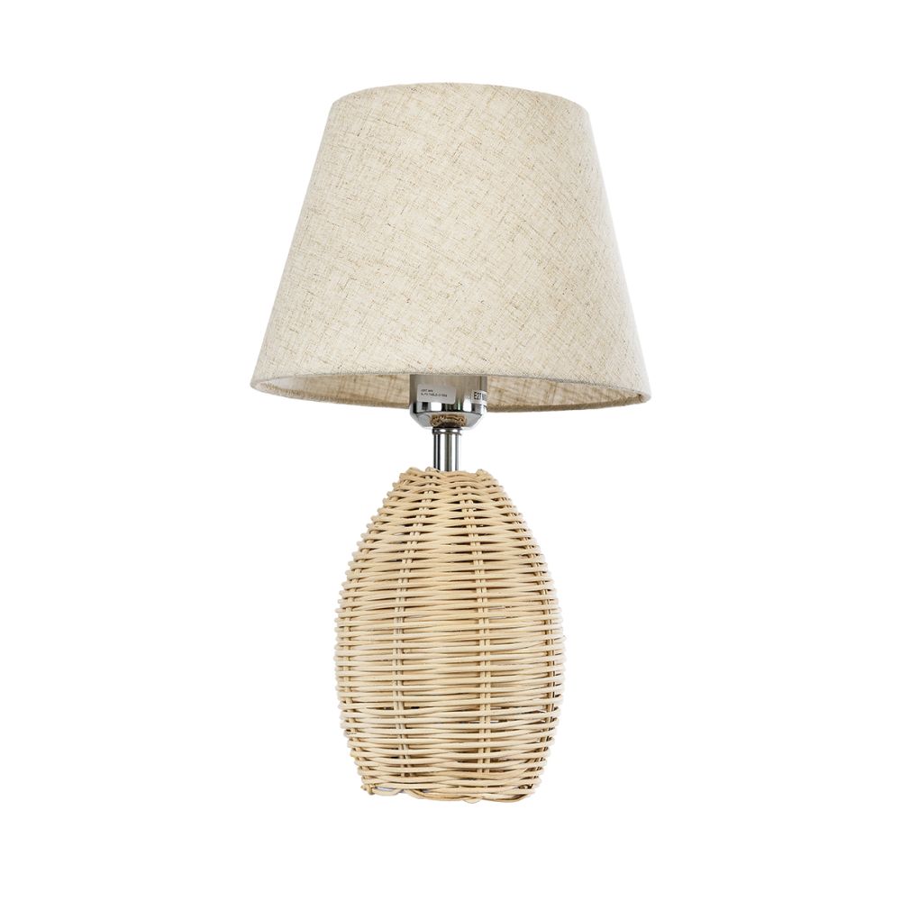 GLOBOSTAR® HASUMI 01956 Boho Επιτραπέζιο Φωτιστικό Πορτατίφ με Ντουί 1 x E27 AC 220-240V IP20 - Μπεζ - Μ23 x Π23 x Υ40cm