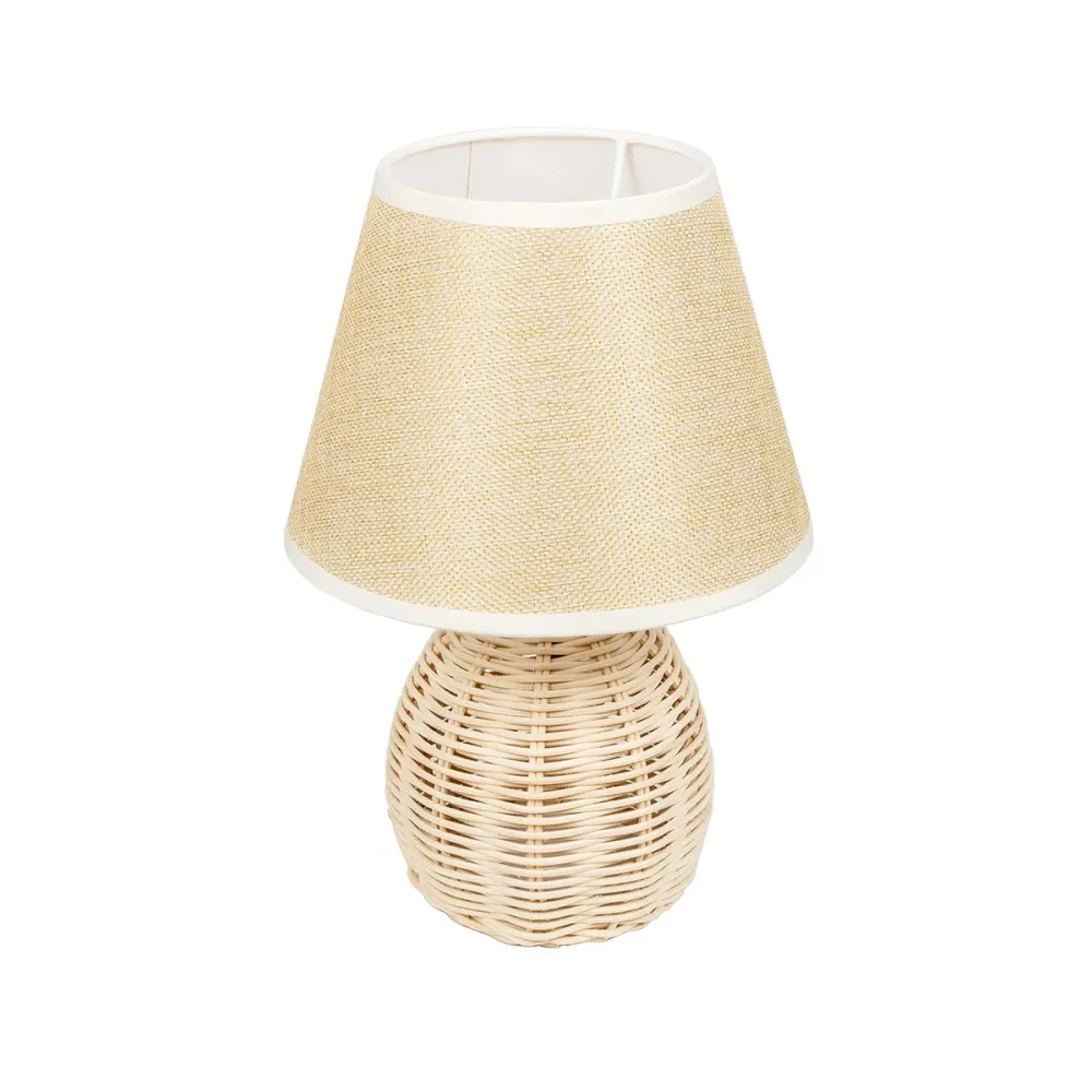 GLOBOSTAR® HASUMI 01957 Boho Επιτραπέζιο Φωτιστικό Πορτατίφ με Ντουί 1 x E27 AC 220-240V IP20 - Μπεζ & Λευκό - Μ19 x Π19 x Υ30cm