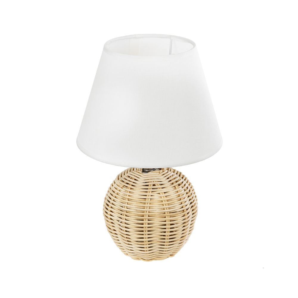 GLOBOSTAR® HASUMI 01957 Boho Επιτραπέζιο Φωτιστικό Πορτατίφ με Ντουί 1 x E27 AC 220-240V IP20 - Μπεζ & Λευκό - Μ19 x Π19 x Υ30cm