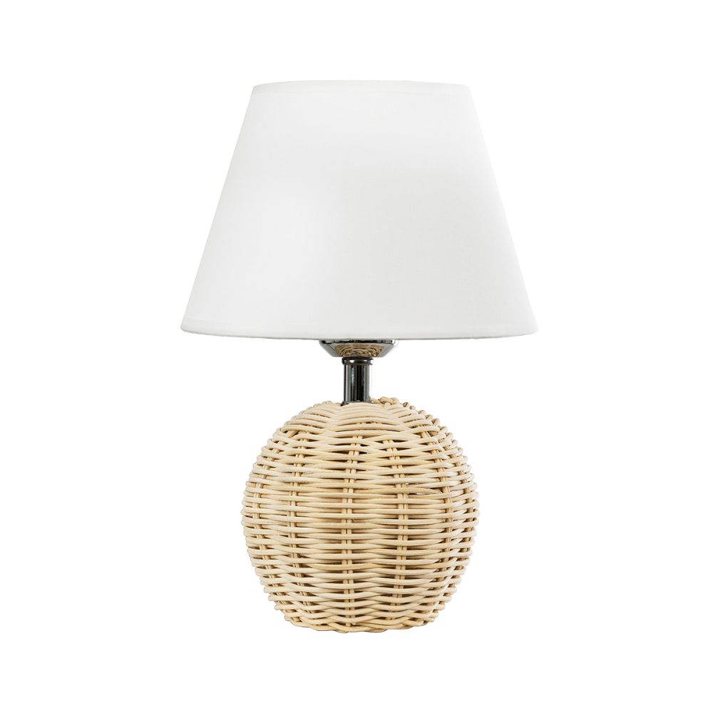 GLOBOSTAR® HASUMI 01957 Boho Επιτραπέζιο Φωτιστικό Πορτατίφ με Ντουί 1 x E27 AC 220-240V IP20 - Μπεζ & Λευκό - Μ19 x Π19 x Υ30cm
