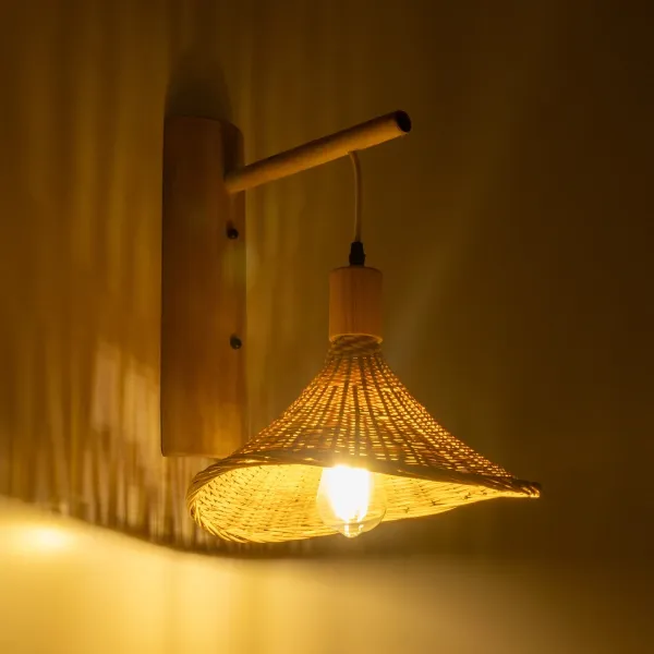 GLOBOSTAR® KALIA 01964 Boho Φωτιστικό Τοίχου - Απλίκα με Ντουί 1 x E27 AC 220-240V IP20 - Μπεζ - Μ33 x Π36 x Υ42cm