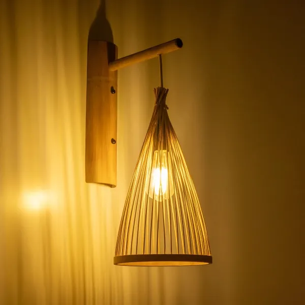 GLOBOSTAR® ARIDA 01970 Boho Φωτιστικό Τοίχου - Απλίκα με Ντουί 1 x E27 AC 220-240V IP20 - Μπεζ - Μ21 x Π30 x Υ55cm