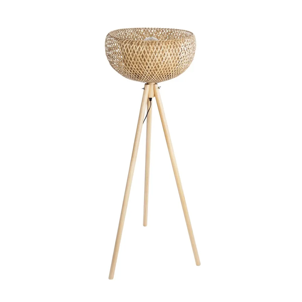 GLOBOSTAR® POPPY 01983 Boho Επιδαπέδιο Φωτιστικό με Ντουί 1 x E27 AC 220-240V IP20 - Μπεζ - Μ58 x Π58 x Υ143cm
