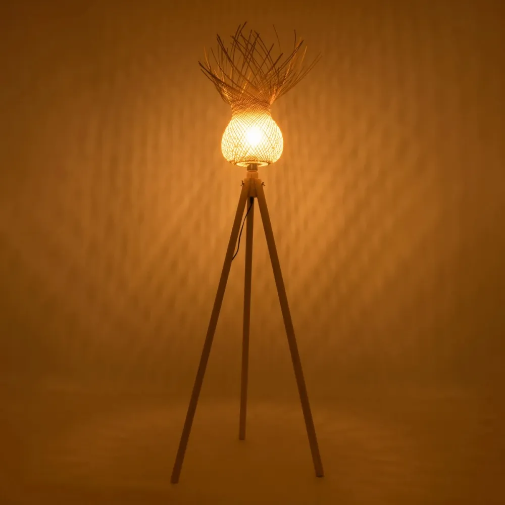 GLOBOSTAR® POPPY 01984 Boho Επιδαπέδιο Φωτιστικό με Ντουί 1 x E27 AC 220-240V IP20 - Μπεζ - Μ58 x Π58 x Υ168cm