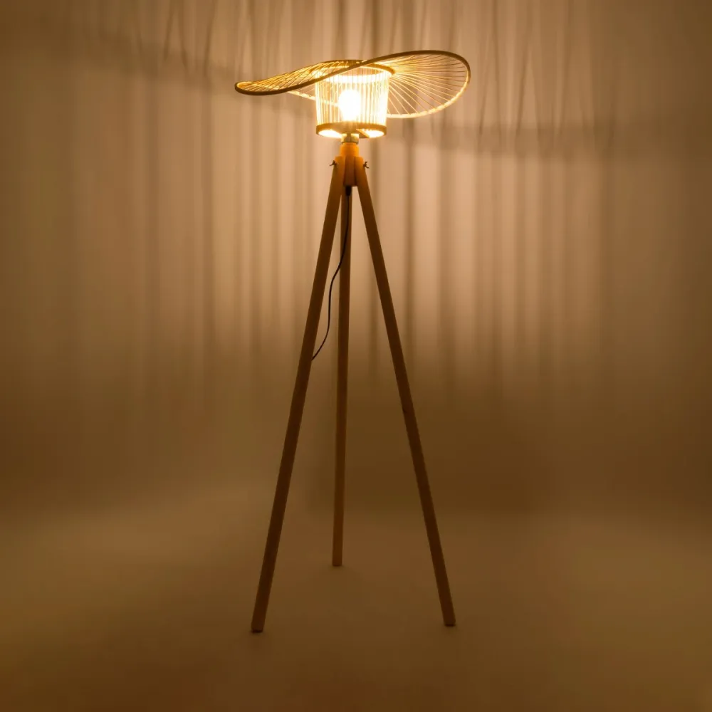 GLOBOSTAR® POPPY 01987 Boho Επιδαπέδιο Φωτιστικό με Ντουί 1 x E27 AC 220-240V IP20 - Μπεζ - Μ58 x Π58 x Υ138cm