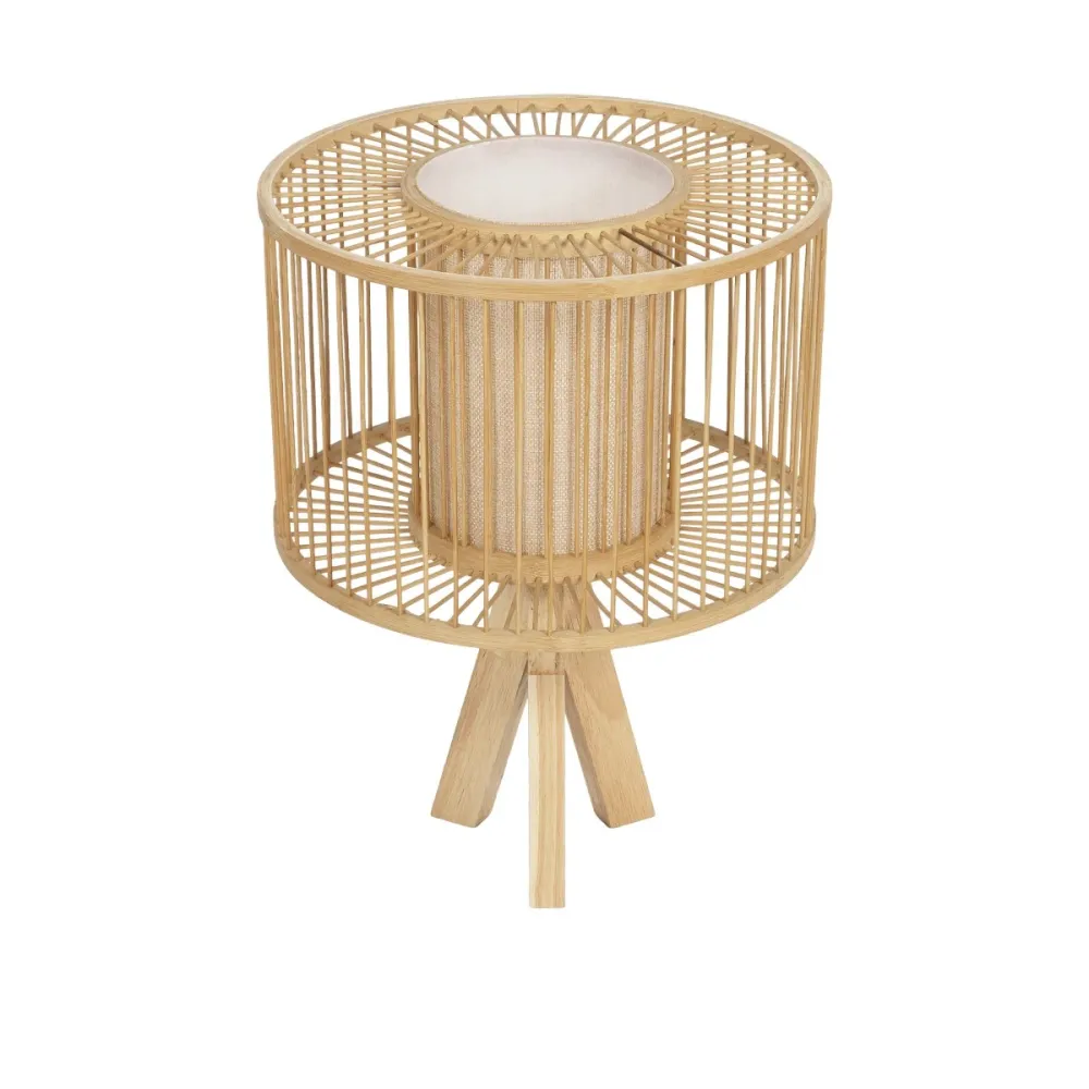 GLOBOSTAR® TULUM 01993 Boho Επιτραπέζιο Φωτιστικό Πορτατίφ με Ντουί 1 x E27 AC 220-240V IP20 - Μπεζ - Μ30 x Π30 x Υ40cm