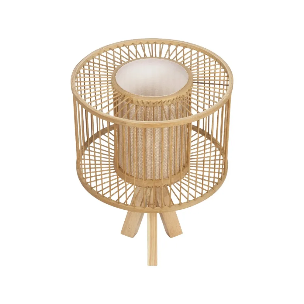 GLOBOSTAR® TULUM 01993 Boho Επιτραπέζιο Φωτιστικό Πορτατίφ με Ντουί 1 x E27 AC 220-240V IP20 - Μπεζ - Μ30 x Π30 x Υ40cm