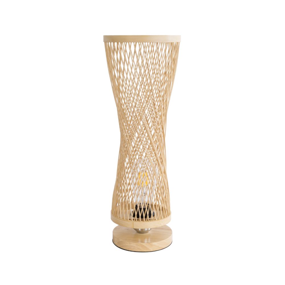 GLOBOSTAR® ROWAN 01994 Boho Επιτραπέζιο Φωτιστικό Πορτατίφ με Ντουί 1 x E27 AC 220-240V IP20 - Μπεζ - Μ17 x Π17 x Υ42cm