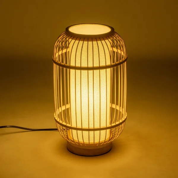 GLOBOSTAR® TULUM 02001 Boho Επιτραπέζιο Φωτιστικό Πορτατίφ με Ντουί 1 x E27 AC 220-240V IP20 - Μπεζ - Μ20 x Π20 x Υ32cm