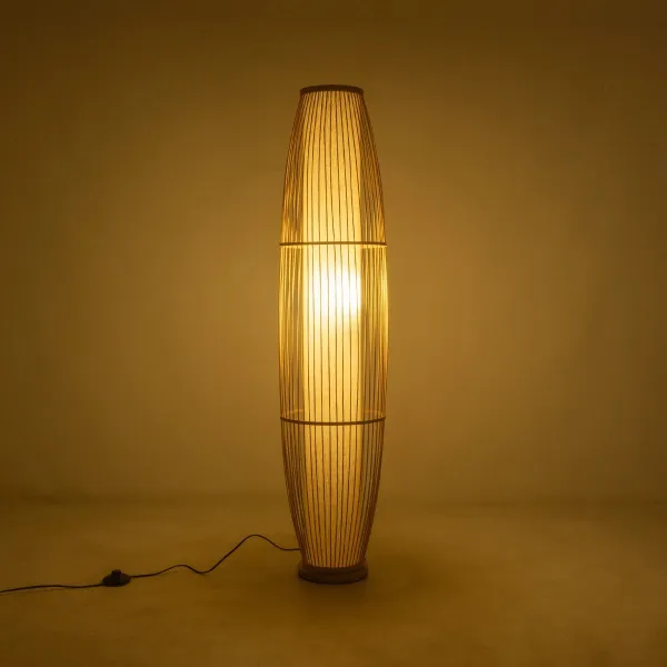 GLOBOSTAR® TULUM 02002 Boho Επιδαπέδιο Φωτιστικό Πορτατίφ με Ντουί 1 x E27 AC 220-240V IP20 - Μπεζ - Μ30 x Π30 x Υ120cm