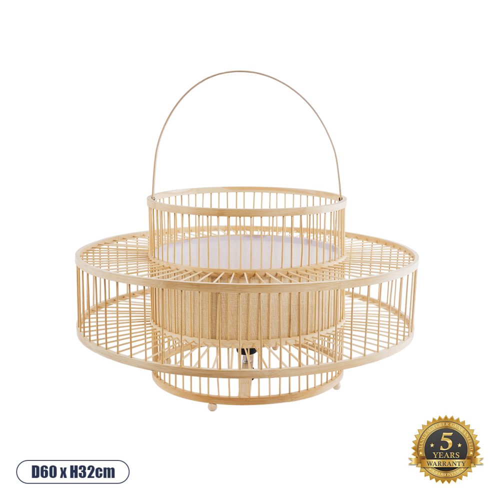GLOBOSTAR® SORENIA 02004 Boho Επιδαπέδιο Φωτιστικό με Ντουί 1 x E27 AC 220-240V IP20 - Μπεζ - Μ60 x Π60 x Υ32cm