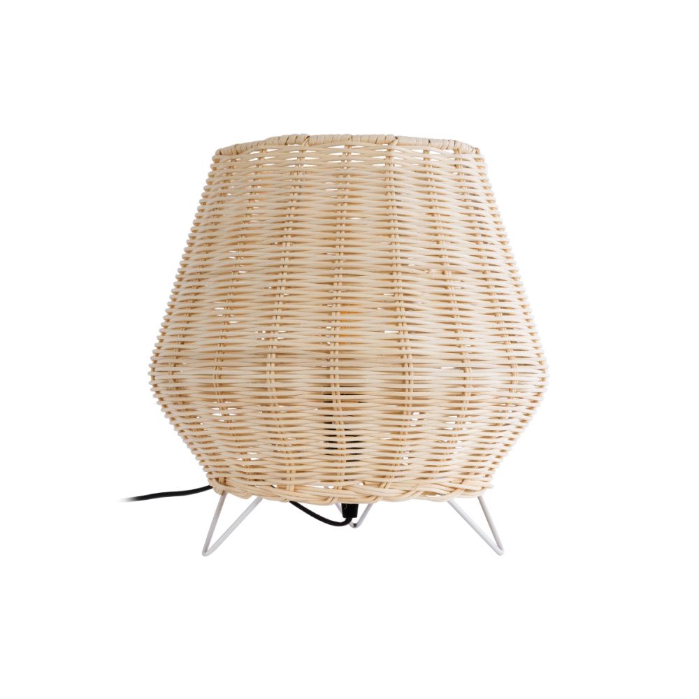 GLOBOSTAR® BOLSON 02010 Boho Επιδαπέδιο Φωτιστικό με Ντουί 1 x E27 AC 220-240V IP20 - Μπεζ & Λευκό - Μ30 x Π30 x Υ30cm