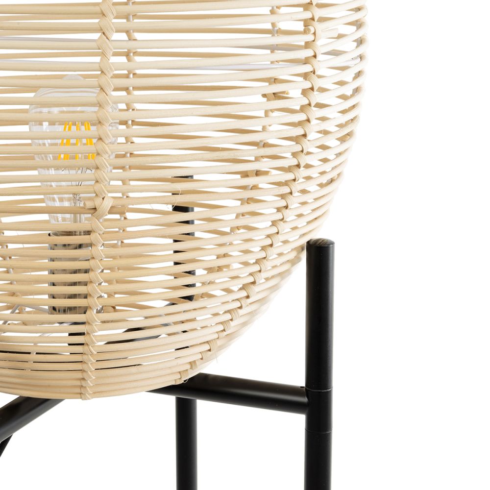 GLOBOSTAR® NERINA 02015 Boho Επιδαπέδιο Φωτιστικό με Ντουί 1 x E27 AC 220-240V IP20 - Μαύρο & Μπεζ - Μ40 x Π40 x Υ115cm