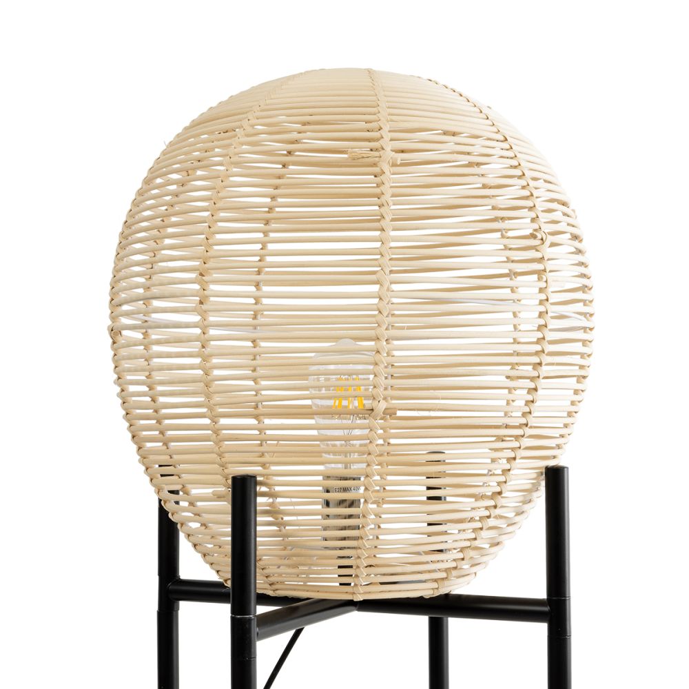 GLOBOSTAR® NERINA 02016 Boho Επιδαπέδιο Φωτιστικό με Ντουί 1 x E27 AC 220-240V IP20 - Μαύρο & Μπεζ - Μ40 x Π40 x Υ160cm
