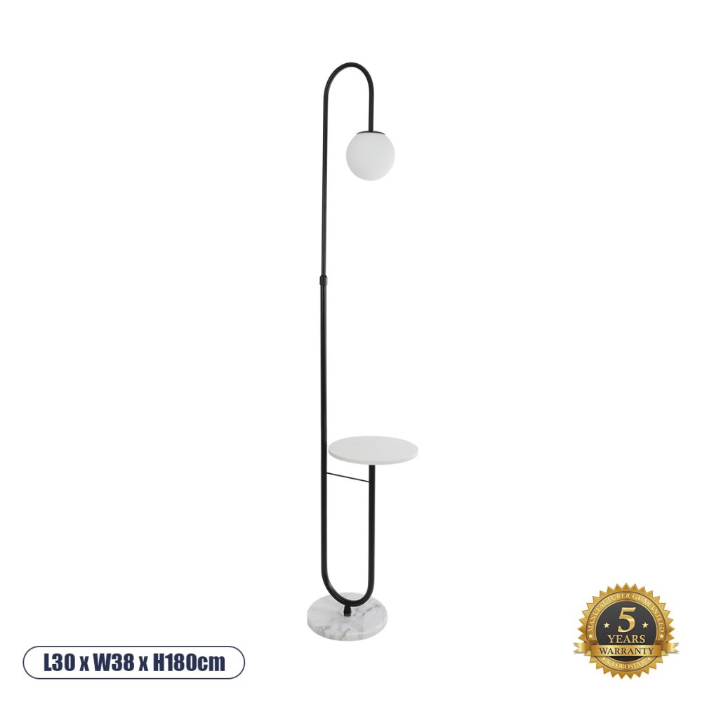 GLOBOSTAR® CORDELIA 02026 Μοντέρνο Επιδαπέδιο Φωτιστικό με Ντουί 1 x E27 AC 220-240V IP20 - Μαύρο & Λευκό - Μ30 x Π38 x Υ180cm