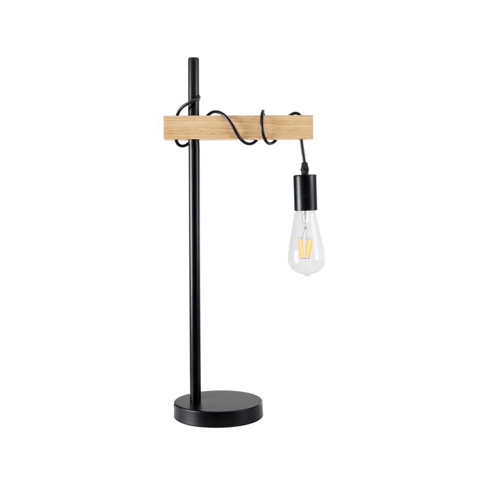 GLOBOSTAR® MINDELO 02032 Μοντέρνο Επιτραπέζιο Φωτιστικό Πορτατίφ με Ντουί 1 x E27 AC 220-240V IP20 - Μαύρο & Μπεζ - Μ25 x Π15 x Υ60cm
