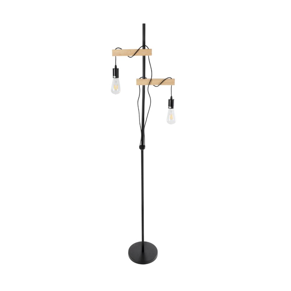 GLOBOSTAR® MINDELO 02034 Μοντέρνο Επιδαπέδιο Φωτιστικό με Ντουί 2 x E27 AC 220-240V IP20 - Μαύρο & Μπεζ - Μ40 x Π24 x Υ175cm