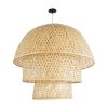 GLOBOSTAR® HIROKA 02046 Boho Κρεμαστό Φωτιστικό Οροφής με Ντουί 1 x E27 AC 220-240V IP20 - Μπεζ - Μ100 x Π100 x Υ110cm