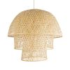 GLOBOSTAR® HIROKA 02046 Boho Κρεμαστό Φωτιστικό Οροφής με Ντουί 1 x E27 AC 220-240V IP20 - Μπεζ - Μ100 x Π100 x Υ110cm