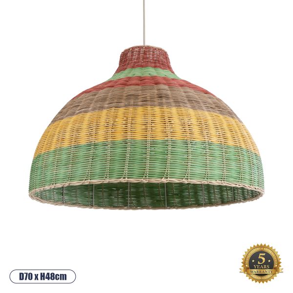 GLOBOSTAR® CABALLEROS 02054 Boho Κρεμαστό Φωτιστικό Οροφής με Ντουί 1 x E27 AC 220-240V IP20 - Πολύχρωμο - Μ70 x Π70 x Υ48cm