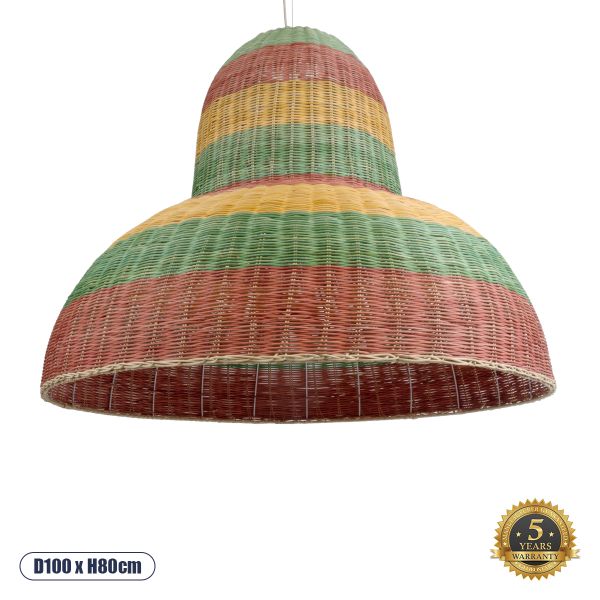 GLOBOSTAR® CABALLEROS 02059 Boho Κρεμαστό Φωτιστικό Οροφής με Ντουί 1 x E27 AC 220-240V IP20 - Πολύχρωμο - Μ100 x Π100 x Υ80cm